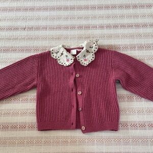 Zara Kids Knit Cardigan with Floral Collar